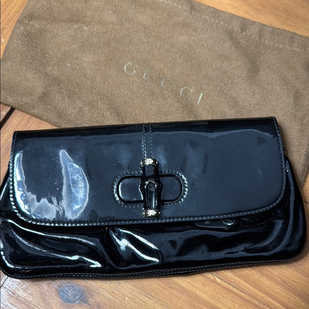 FAUXGucci Glossy Black Patent Leather Bag